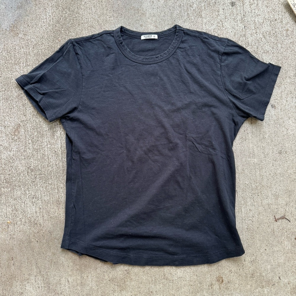 Buck Mason Black Tee Shirt Blank Medium Made in USA Cotton